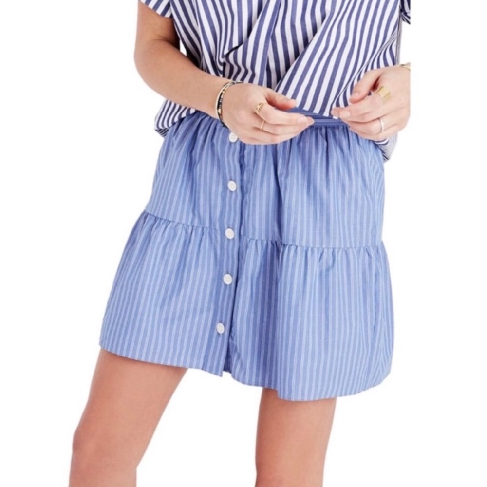 MADEWELL Bistro Striped Button A Line Skirt Size S